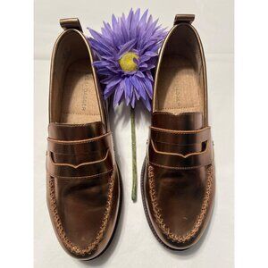 Kelsi Dagger Womens Metallic Copper Penny Loafers Size 8